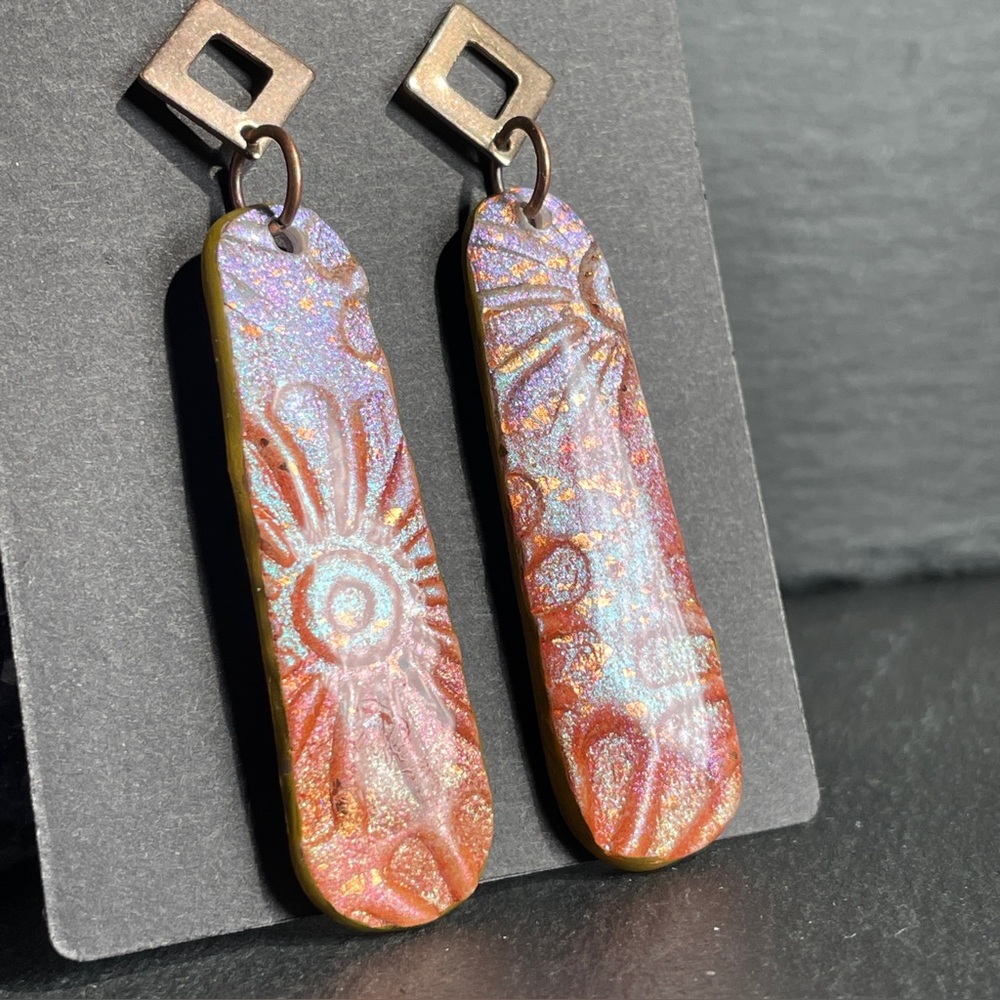 Hand Crafted Iridescent Dangle Earrings - Picture 15 of 15